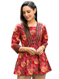 Leriya Fashion Women's Rayon Paisley Printed Tunic Western Tops Short Kurti – Comfortable Everyday Wear & Half Sleeves, Collar Neck (Available in Plus Size and Combo Pack of 2)