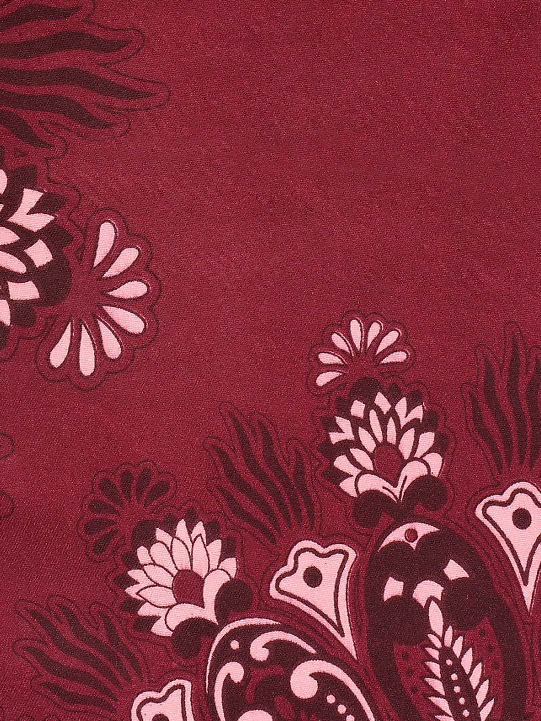 Floral Design Zig Zag Stitching King Size Set of 6 Glace Cotton Pillow Covers/Pillow Case-20 x 30 Inches, 50 cm x 75 cm
