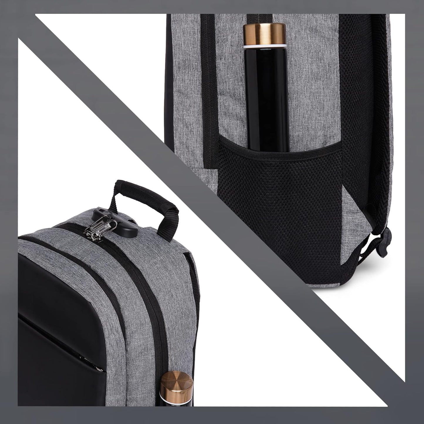 FUR JADEN Anti Theft Number Lock Backpack Bag with 15.6 Inch Laptop Compartment, USB Charging Port & Organizer Pocket for Men Women Boys Girls